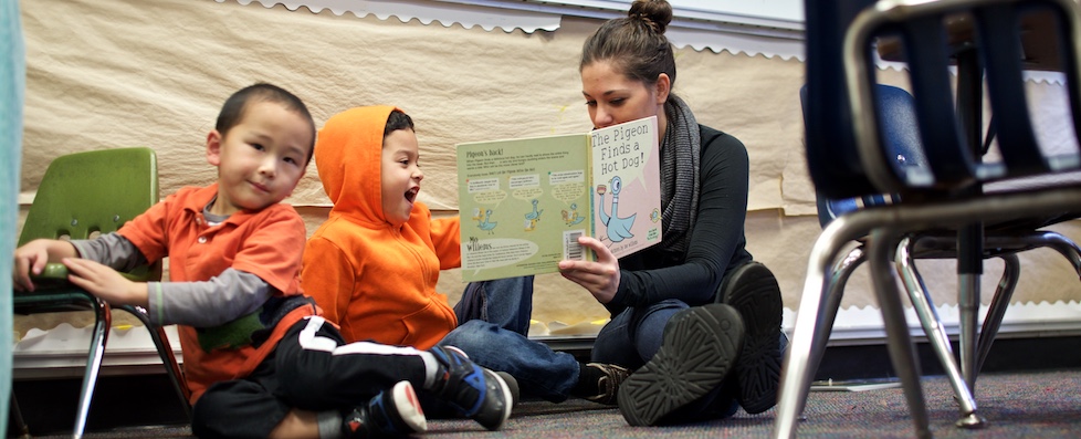 Teacher reading to her students